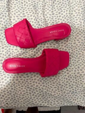 Marc Fisher Hot Pink Woven Slide Mules